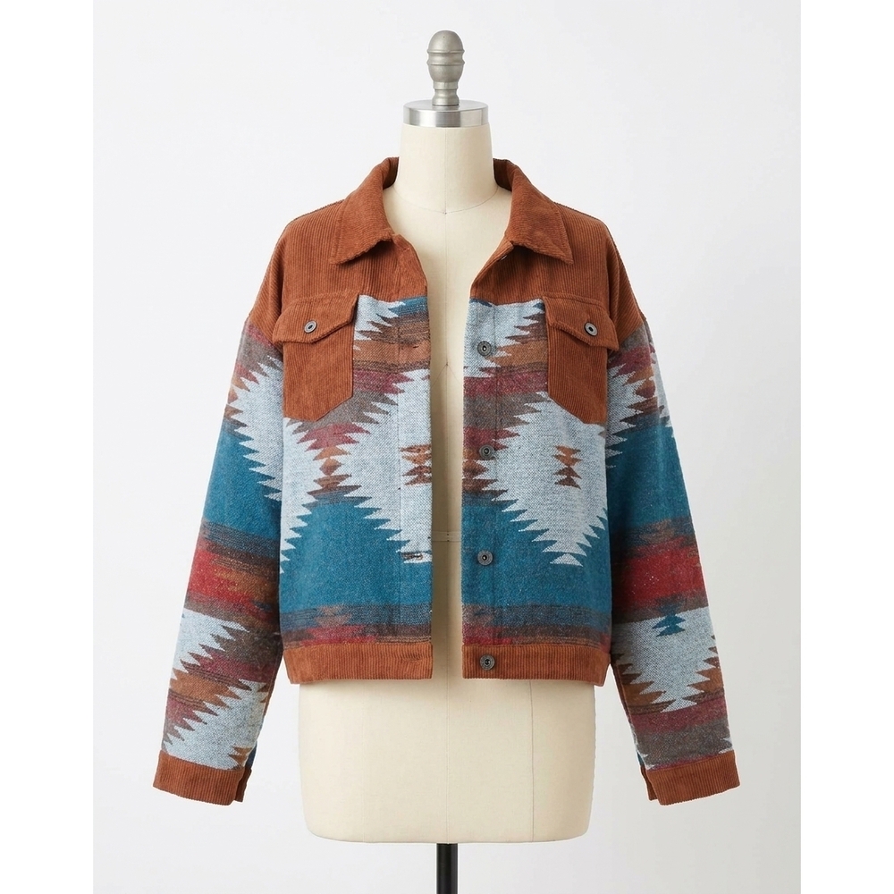 NEW UMGEE stone wash vintage pattern jacket in rust